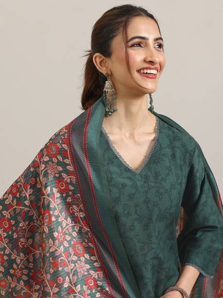 AASTIK FASHION silk blend kurta pant dupatta set
