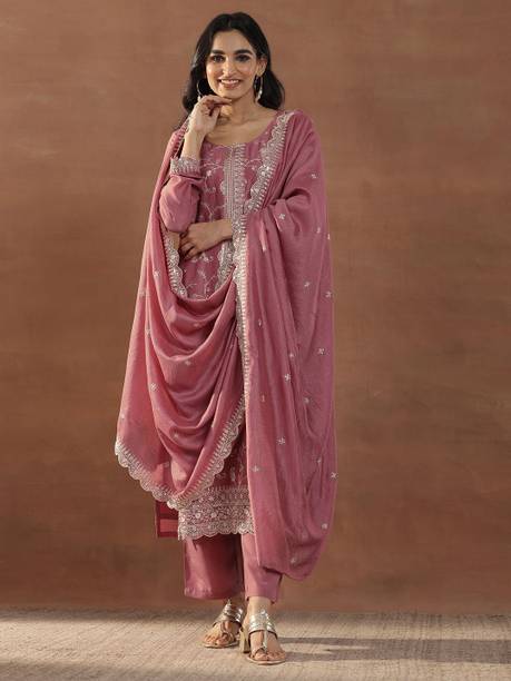 AASTIK FASHION silk blend kurta pant dupatta set