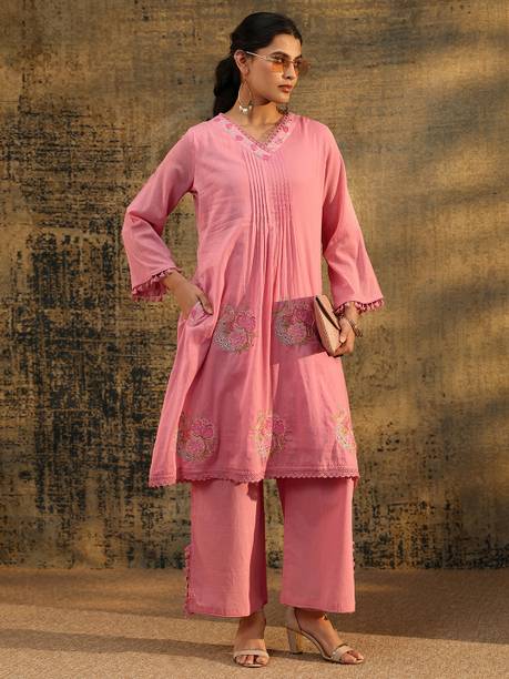 AASTIK FASHION cotton blend kurta palazzo set
