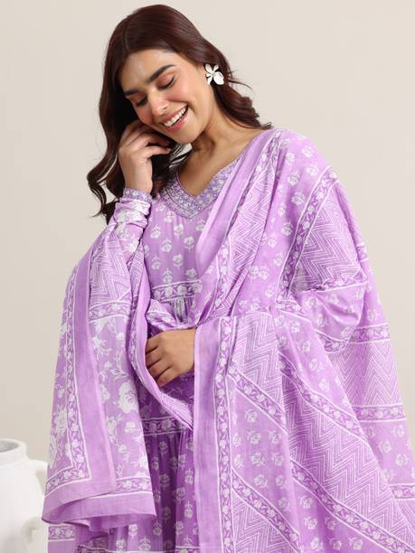 AASTIK FASHION cotton blend kurta dupatta set