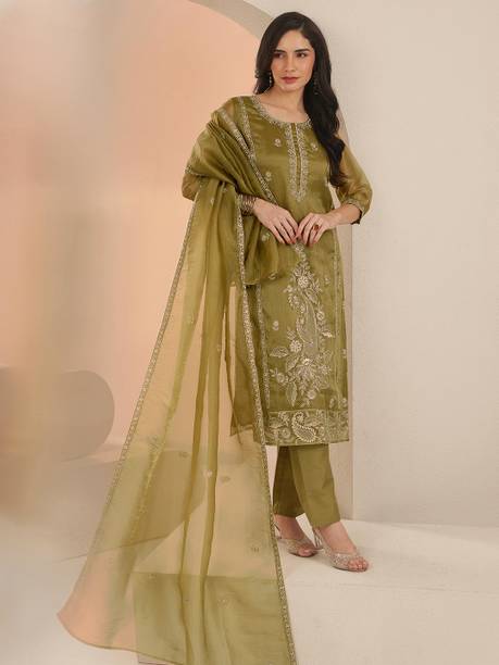 AASTIK FASHION organza kurta palazzo dupatta set
