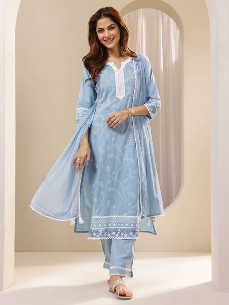 AASTIK FASHION cotton blend kurta pant dupatta set