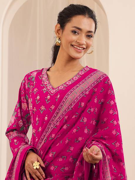 AASTIK FASHION cotton blend kurta salwar dupatta set