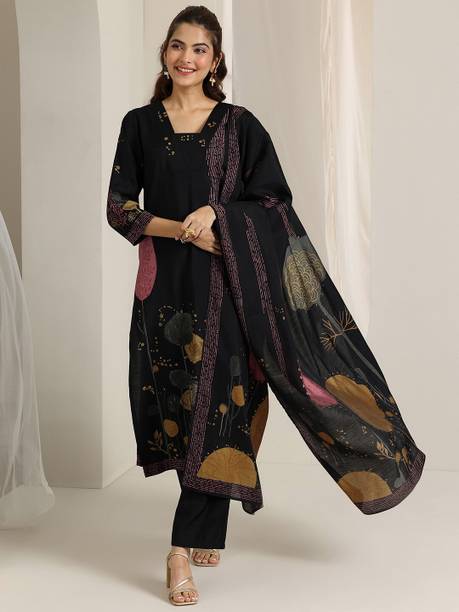 AASTIK FASHION silk blend kurta pant dupatta set