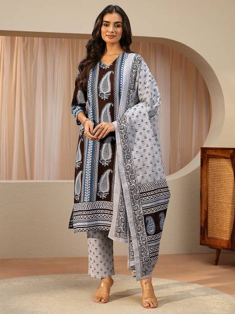 AASTIK FASHION cotton blend kurta pant dupatta set