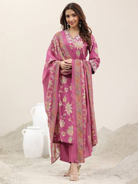 AASTIK FASHION silk blend kurta pant dupatta set