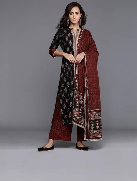 AASTIK FASHION cotton blend kurta palazzo set
