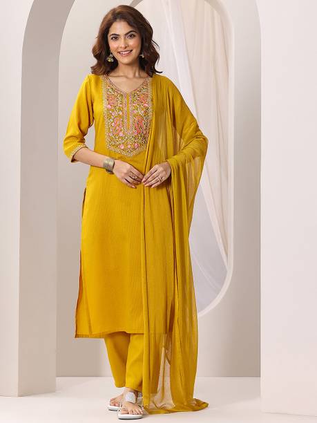 AASTIK FASHION silk blend kurta pant dupatta set