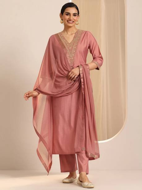 AASTIK FASHION silk blend kurta pant dupatta set