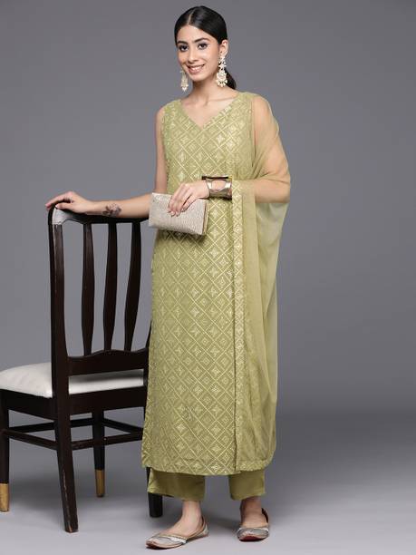 AASTIK FASHION georgette kurta pant dupatta set