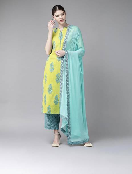 AASTIK FASHION cotton blend kurta palazzo set