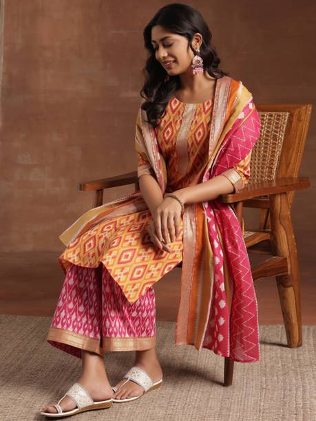 AASTIK FASHION pure cotton kurta palazzo dupatta set