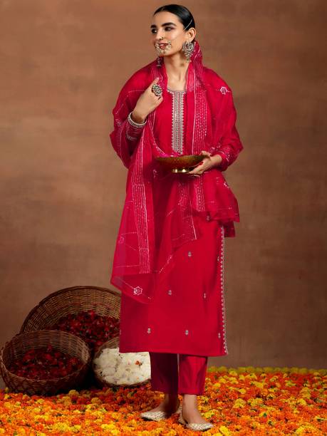 AASTIK FASHION silk blend kurta pant dupatta set