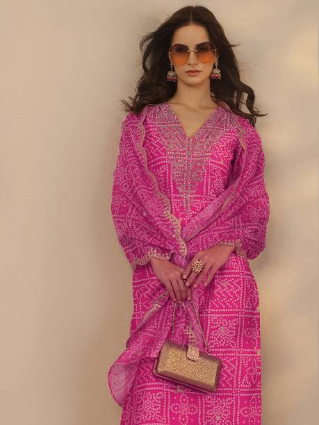 AASTIK FASHION silk blend kurta pant dupatta set