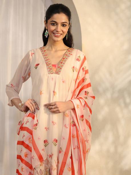 AASTIK FASHION Chiffon Kurta Pant Dupatta Set 067